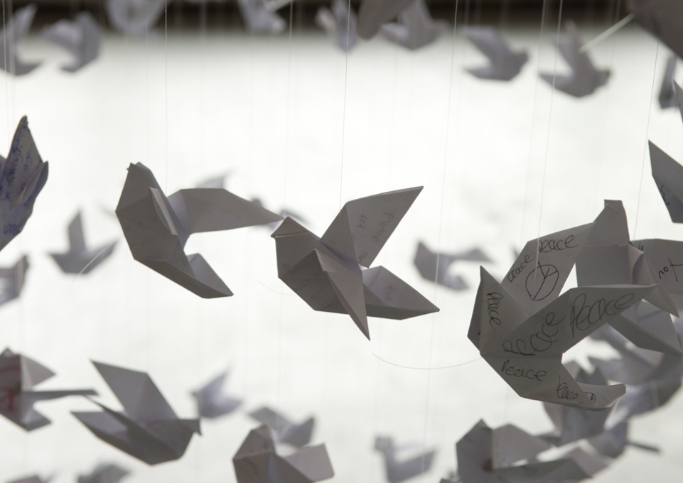 Origami bird mobile