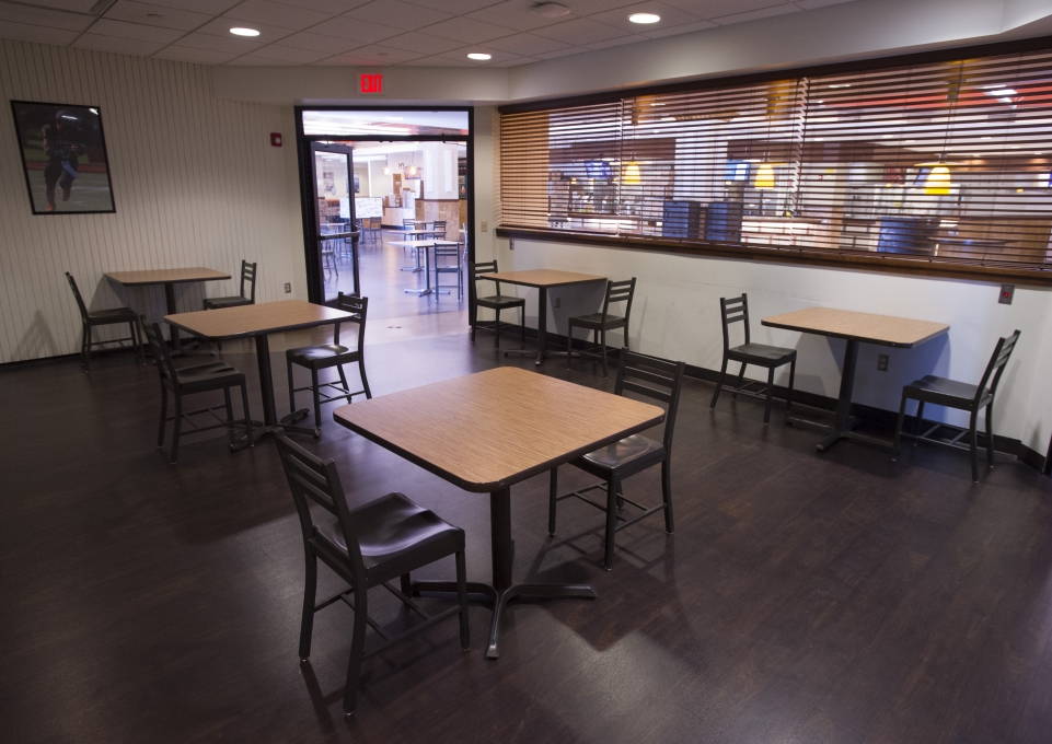 Table spacing six feet apart in Bengal Kitchen